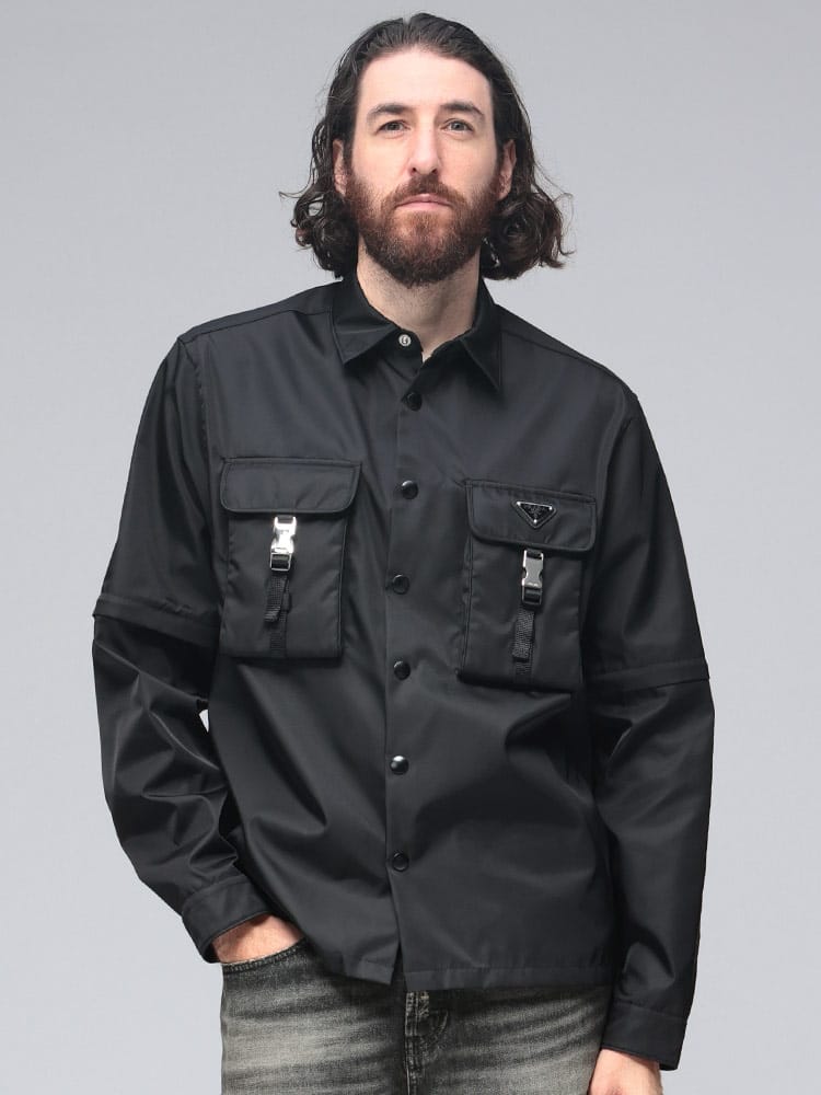 PRADA (プラダ) ナイロン ポケット フルボタン 2way シャツ PRSC5481WQ8F メンズ