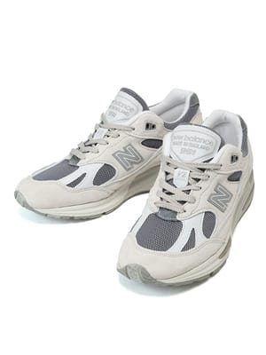 New Balance (ニューバランス) スエード メッシュ ローカットスニーカー Made in UK 991v2 NEWU991A メンズ
