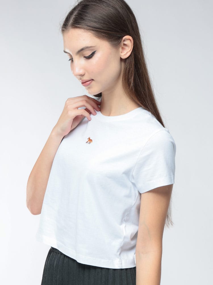 MAISON KITSUNE (メゾンキツネ) ワンポイント クルーネック 半袖 Tシャツ BABY FOX BABY KNLPW0111KJ7026 レディース