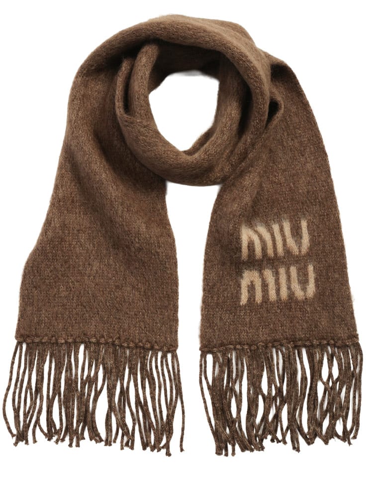 【無料ギフトラッピング対象品】 MIU MIU (ミュウミュウ) モヘヤ ロゴ マフラー MIU5FS0622CQD レディース