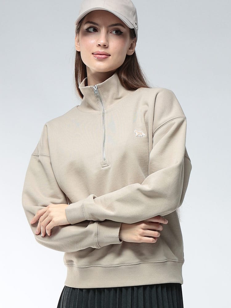 MAISON KITSUNE (メゾンキツネ) ハーフジップ ワンポイント トレーナー BABY FOX KNLMW0304KM0341 レディース
