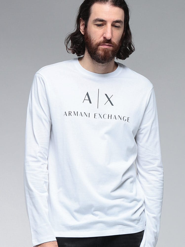 ARMANI EXCHANGE (アルマーニ エクスチェンジ) ロゴプリント クルーネック 長袖 Tシャツ AEE8NZTCHZ8H4Z メンズ