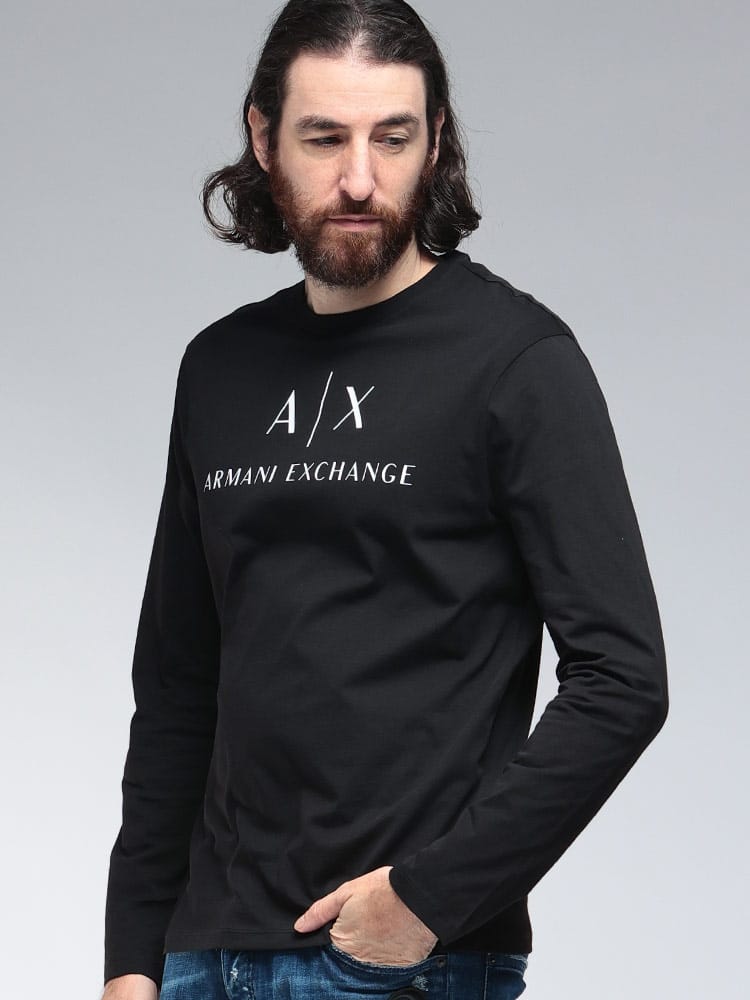 ARMANI EXCHANGE (アルマーニ エクスチェンジ) ロゴプリント クルーネック 長袖 Tシャツ AEE8NZTCHZ8H4Z メンズ