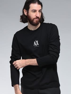 ARMANI EXCHANGE (アルマーニ エクスチェンジ) ICON 刺繍 クルーネック 長袖 Tシャツ AEXM364AF12308 メンズ