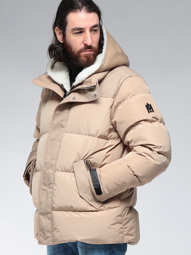 MACKAGE (マッカージュ) ムートンレイヤード フルジップ ダウンジャケット MKGRILEY5 メンズ