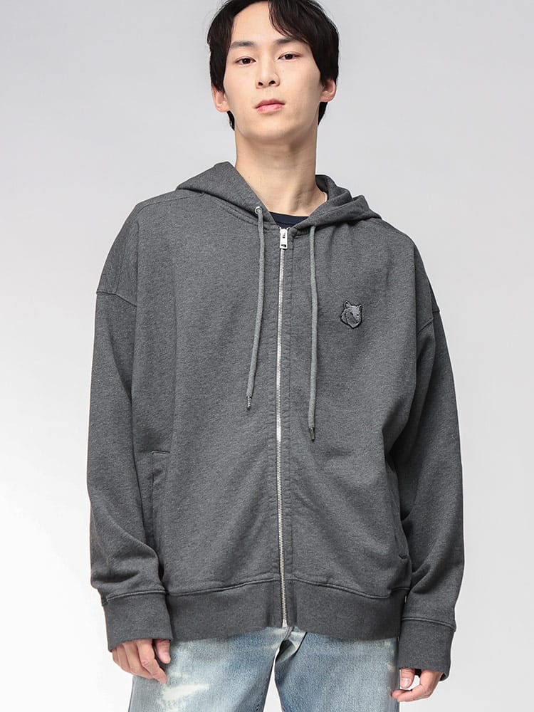 Maison Kitsune (メゾン キツネ) スウェット 刺繍 フルジップ パーカー FOX HEAD KNPM2138KM0340 メンズ