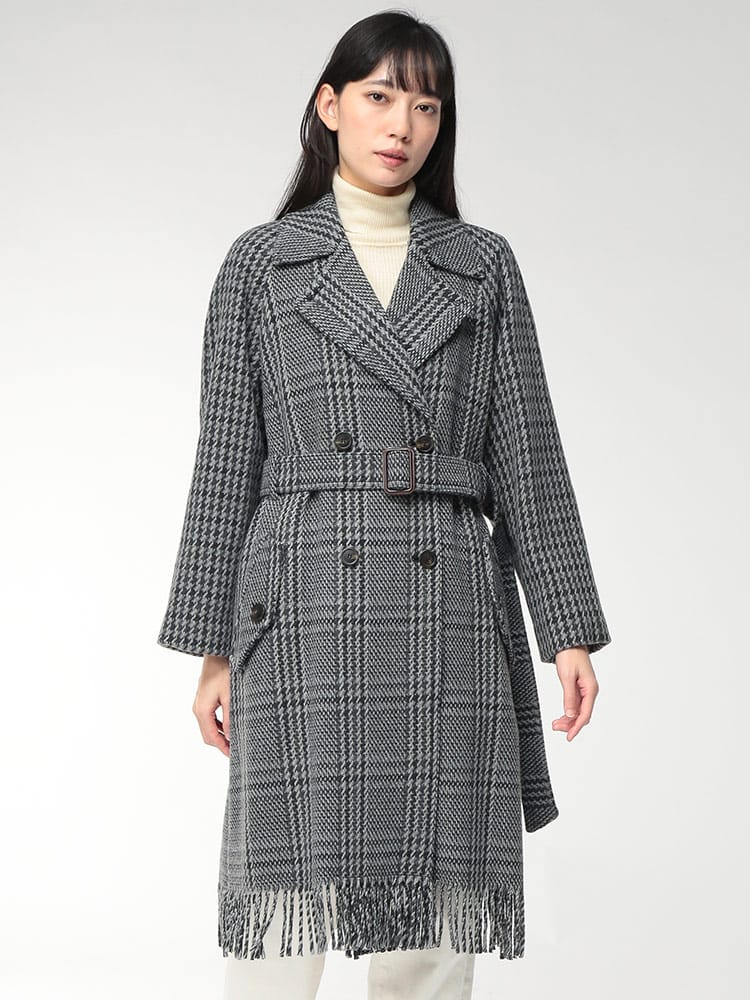 WEEKEND MAX MARA (ウィークエンド マックスマーラ) フリンジ チェック柄 ダブルコート CARPI カルピ MXLCARPI5 レディース