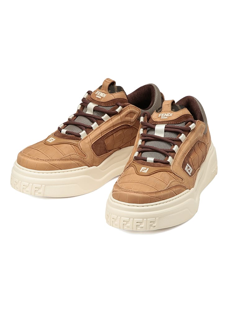 FENDI (フェンディ) ロゴ ローカット ボリュームソール レザー スニーカー FORCE フォース FD7E1728ATTR メンズ