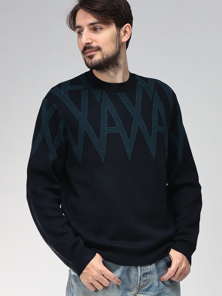 ARMANI EXCHANGE  (アルマーニ エクスチェンジ) ラウンドロゴ クルーネック ニット プルオーバー セーター AEXM1338AF14007 メンズ