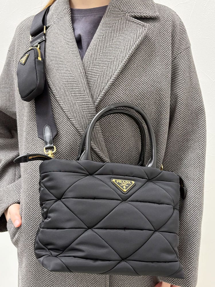 PRADA (プラダ) ロゴ トライアングルロゴ 2WAY スモール パデット Re-Nylon トートバッグ PRL1BG373VB9O レディース