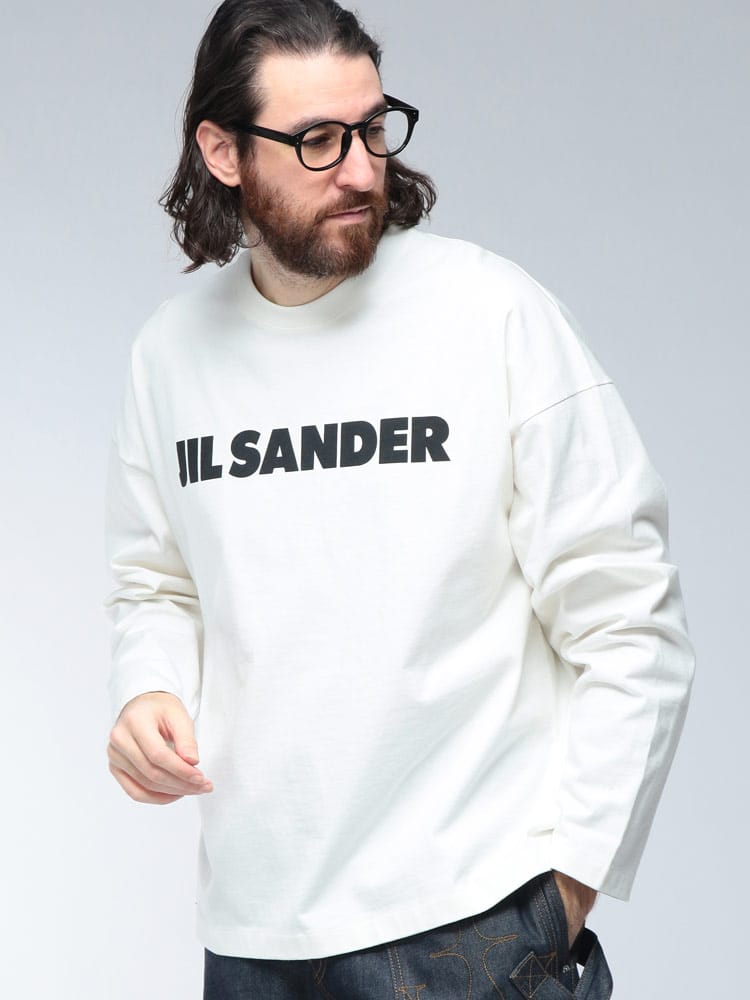 JIL SANDER (ジルサンダー) フロントロゴ クルーネック 長袖 Tシャツ 