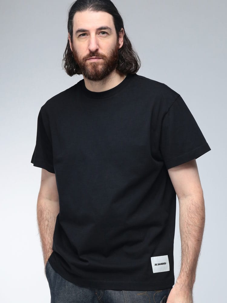 JIL SANDER (ジルサンダー) ロゴ タグ クルーネック コットン 半袖 Tシャツ JLGC0001J45048 メンズ