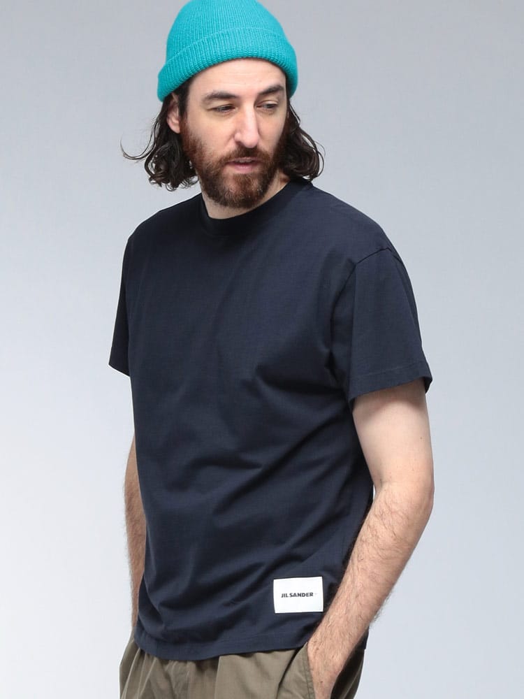 JIL SANDER (ジルサンダー) ロゴ タグ クルーネック コットン 半袖 Tシャツ JLGC0001J45048 メンズ