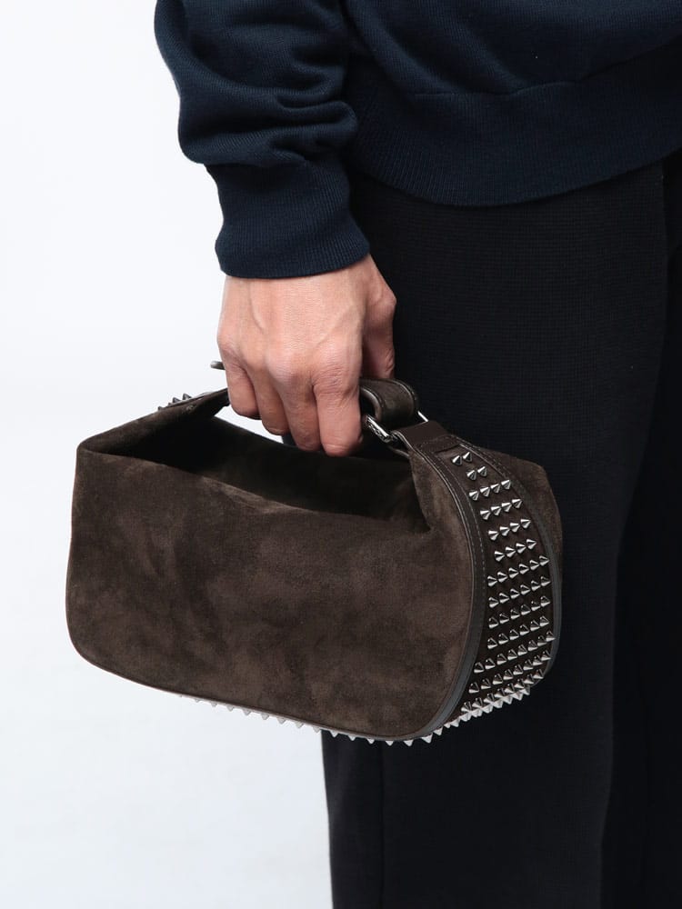 Christian Louboutin (クリスチャン ルブタン) ガンメタル カーフレザー ポーチ Funky Dopp Pouch CL3255189 メンズ