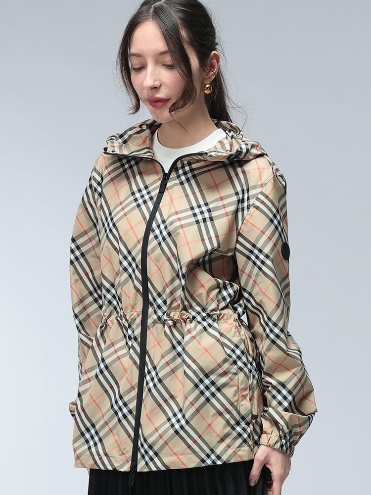 BURBERRY (バーバリー) ロゴ フード クラシカル チェック柄 フルジップ パーカー ジャケット BBL8110303 レディース