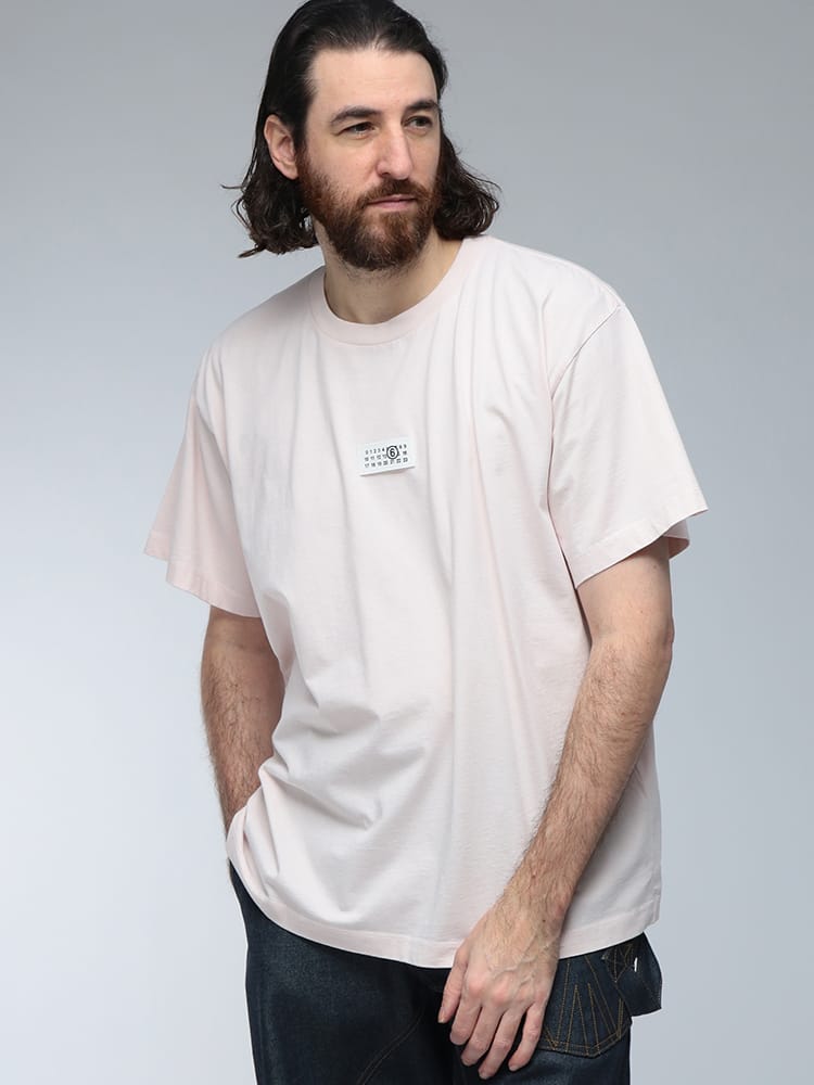 MM6 Maison Margiela (エムエムシックス メゾン マルジェラ) ロゴ タグ ワンポイント クルーネック コットン 半袖 Tシャツ MM6GC0071M20170 メンズ