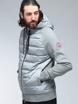 CANADA GOOSE (カナダグース) ロゴ コンビダウン フルジップ スウェット 切り替え パーカー HYBRIDGE HURON ハイブリッジヒューロン CG6843M メンズ