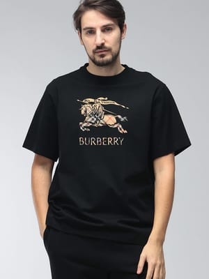 BURBERRY (バーバリー) メンズ Tシャツ 半袖 ロゴプリント チェック エクストリアンナイト クルーネック Tシャツ BB81190131
