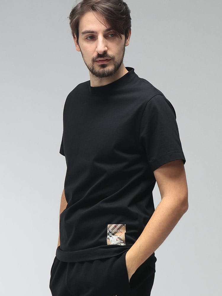 BURBERRY (バーバリー) メンズ Tシャツ 半袖 ロゴ チェック ラベル クルーネックTシャツ BB81048891