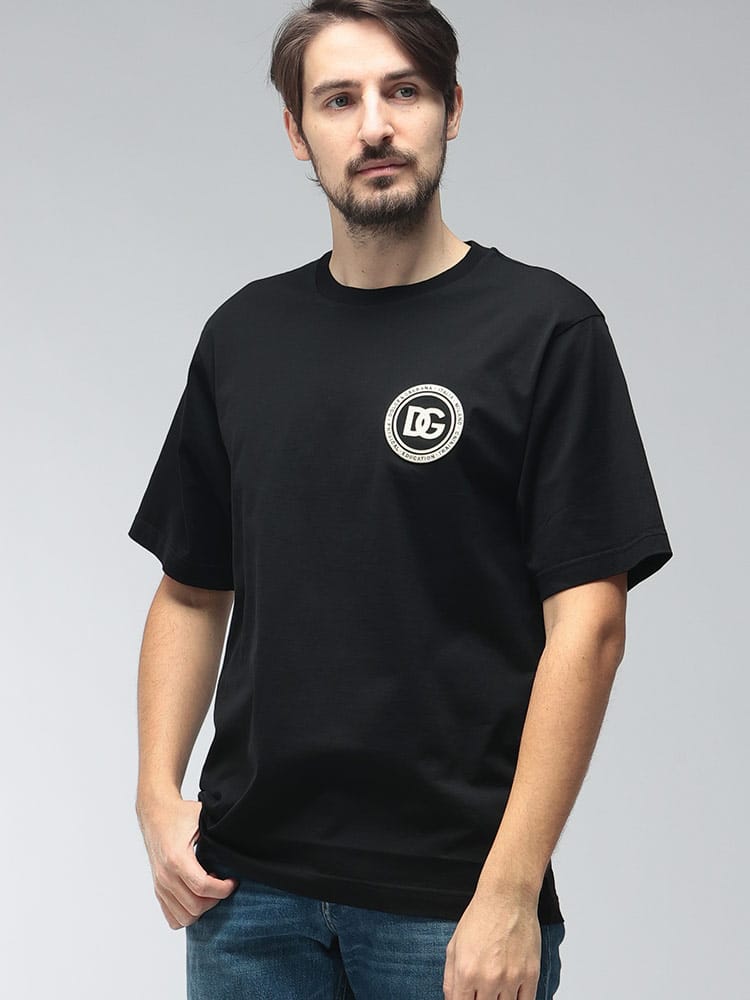 DOLCE＆GABBANA (ドルチェ ＆ ガッバーナ) メンズ Tシャツ 半袖 ロゴ パッチ クルーネック Tシャツ DGG8PN9ZG7PZF