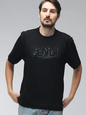 FENDI (フェンディ) ロゴ ジップ ズッカ柄 ポケット クルーネック 