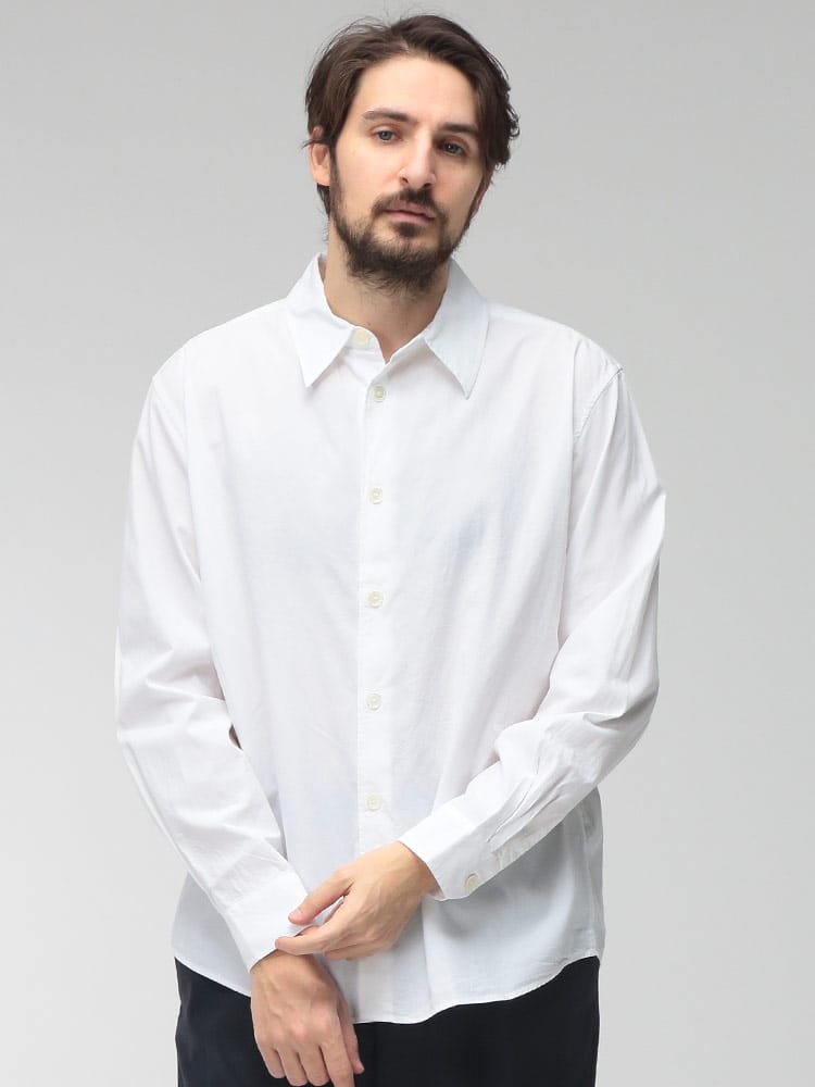 OUR LEGACY (アワーレガシー) メンズ シャツ 長袖 無地 レギュラーカラー White Liquid Poplin OLM4242BWP