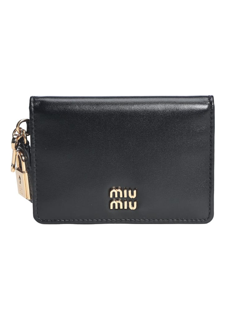 MIU MIU (ミュウミュウ) レディース カードケース ロゴ レザー ロックチャーム カード入れ MIU5MC1032IGA