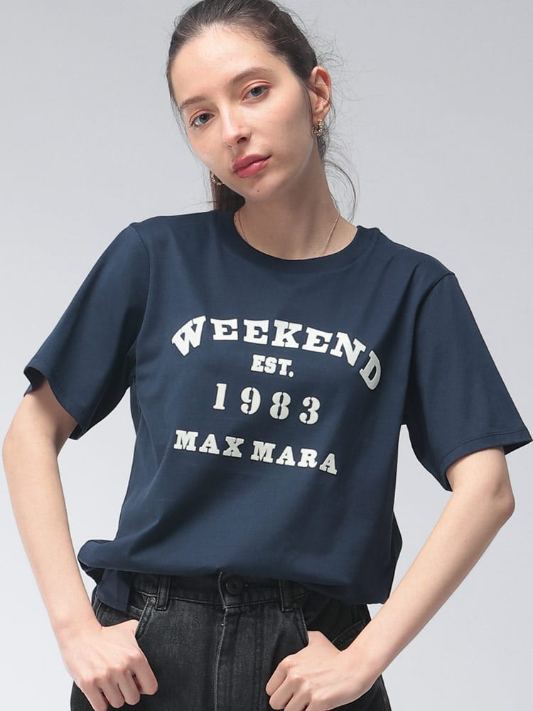 MAX MARA (マックスマーラ) レディース Tシャツ 半袖 ロゴ クルー 