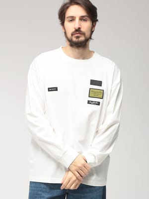 MM6 Maison Margiela (エムエムシックス メゾン マルジェラ) メンズ Tシャツ 長袖 ワッペン クルーネック カットソー MM6NH0023M20170