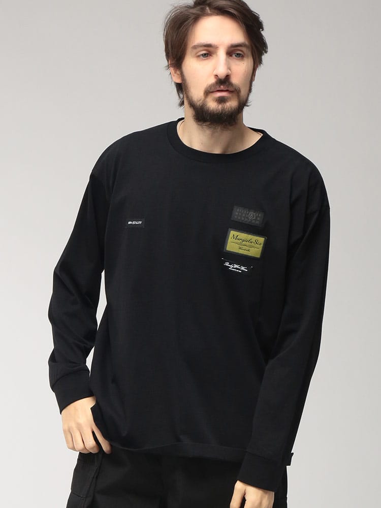 MM6 Maison Margiela (エムエムシックス メゾン マルジェラ) メンズ Tシャツ 長袖 ワッペン クルーネック カットソー MM6NH0023M20170