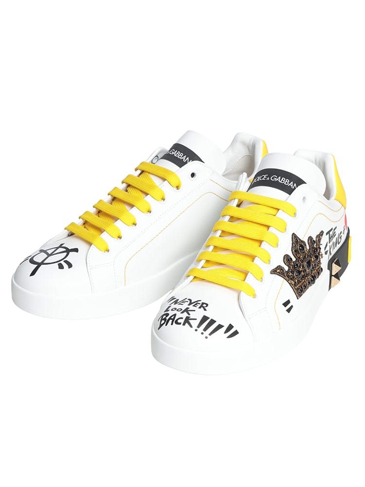 DOLCE＆GABBANA (ドルチェ ＆ ガッバーナ) メンズ スニーカー ロゴ ペイント レザー ワッペン ローカット シューズ DGCS1759A0219