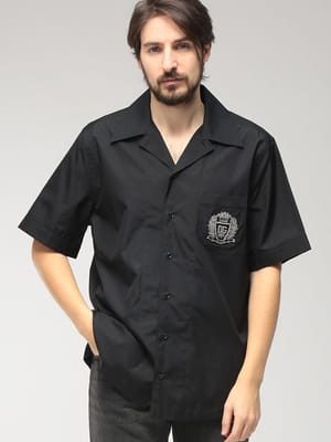 DOLCE＆GABBANA (ドルチェ ＆ ガッバーナ) メンズ シャツ 半袖 ロゴワッペン 開襟シャツ DGG5JH9ZGK278