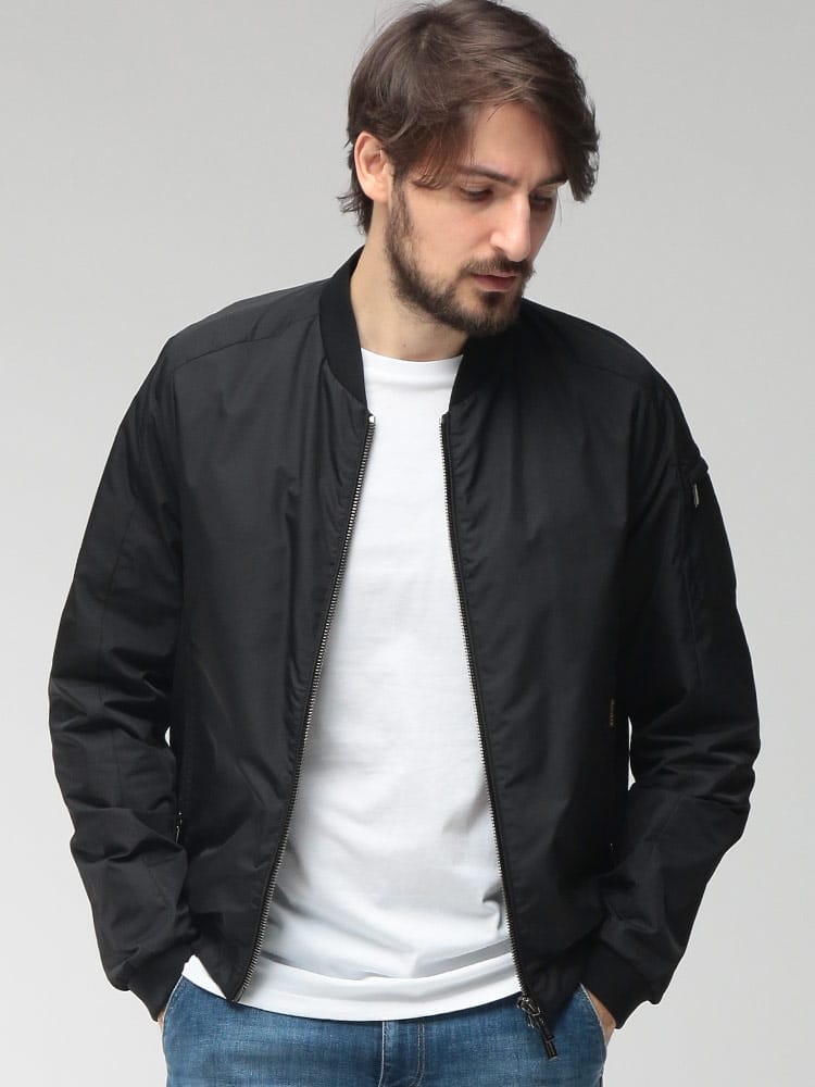 MOORER (ムーレー) メンズ ジャケット シャンブレー フルジップ ブルゾン MA-1 ボンバージャケット CORELLI-WK コレッリ MRCORELLIWK26S