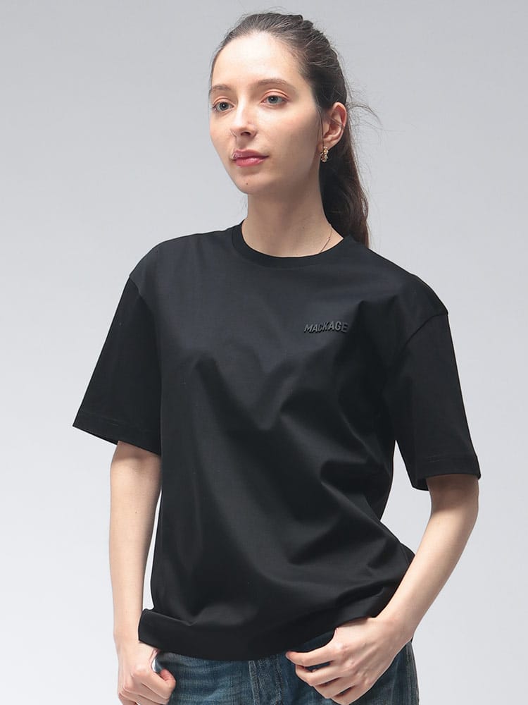 MACKAGE (マッカージュ) レディース Tシャツ 半袖 ロゴ 無地 クルーネック コットン カットソー MKGLTEEW6