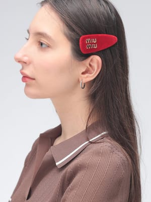 MIU MIU (ミュウミュウ) レディース ヘアクリップ ロゴ ベルベット バレッタ MIU5IF092068