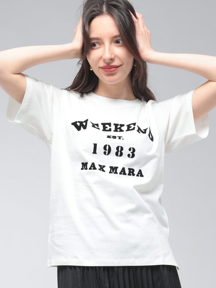 WEEKEND MAX MARA (ウィークエンド マックスマーラ) レディース Tシャツ 半袖 レタリングデザイン ロゴプリント クルーネック カットソー MXLTENUE6