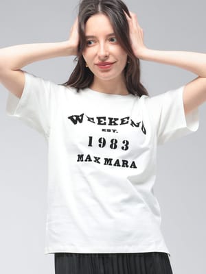 WEEKEND MAX MARA (ウィークエンド マックスマーラ) レディース Tシャツ 半袖 レタリングデザイン ロゴプリント クルーネック カットソー MXLTENUE6