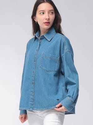 WEEKEND MAX MARA (ウィークエンド マックスマーラ) レディース シャツ 長袖 ショート丈 ワンポケット デニム シャツ MXLFOGGIA6