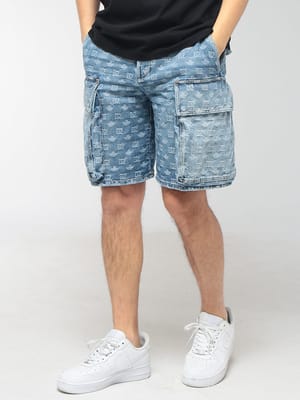 DSQUARED2 (ディースクエアード) メンズ ショートパンツ 総柄ロゴ ポケット ボタンフライ デニム ショーツ D2MU0980D30023