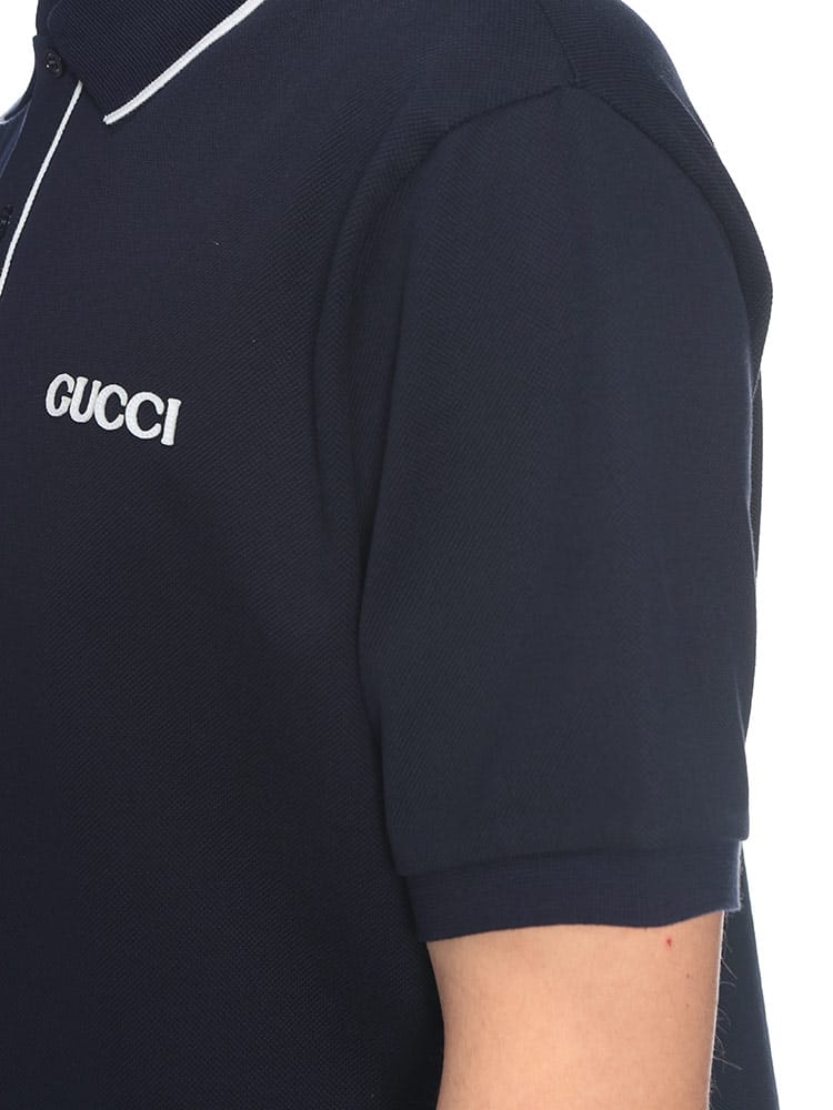 GUCCI (グッチ) メンズ ポロシャツ 半袖 胸ロゴ ライン シャツ 