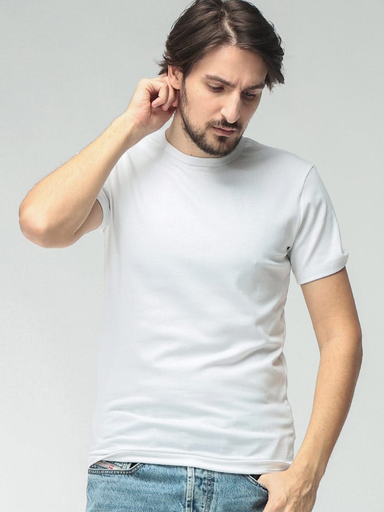 MM6 Maison Margiela (エムエムシックス メゾン マルジェラ) メンズ Tシャツ 半袖 コットン バックロゴパッチ クルーネック アンダーシャツ MM6MJM200020