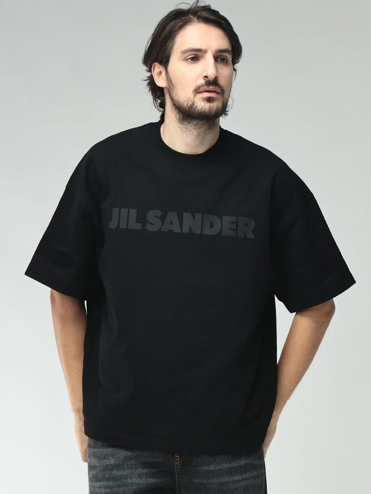 JIL SANDER (ジルサンダー) メンズ Tシャツ 半袖 コットン100％ 同色フロントロゴ クルーネック カットソー JLGC0168J20243