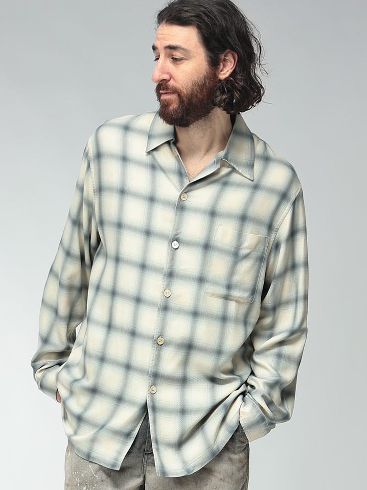 OUR LEGACY (アワーレガシー) メンズ シャツ 長袖 チェック柄 リラックスシルエット パールボタン カジュアルシャツ EVERY SHIRT SACRAMENTO COWBOY VISCOSE OLM2262ESC