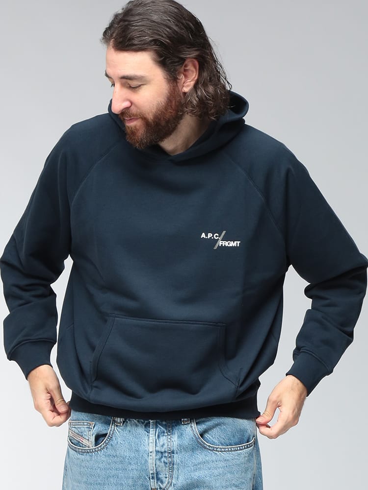 A.P.C. (アーペーセー) メンズ パーカー 長袖 裏毛 オーガニックコットン 胸ロゴ プルオーバー パーカー FRGMNT. DUCK APCCOHSKM37018