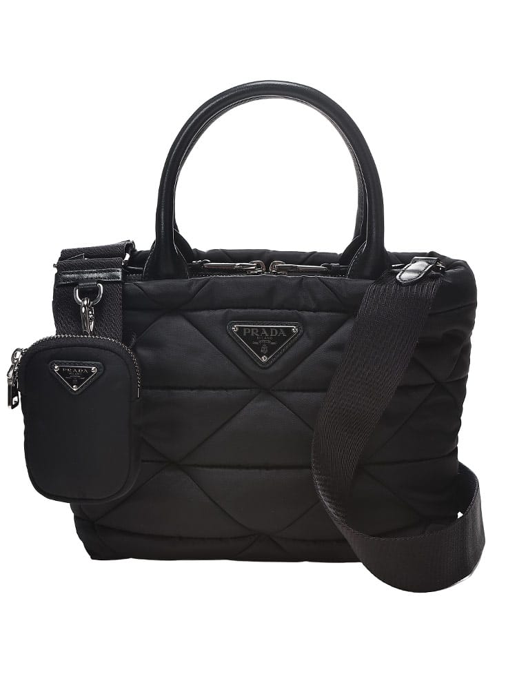 PRADA (プラダ) レディース トートバッグ ロゴ トライアングルロゴ Re-Nylon ミニポーチ付き キルティング 2WAY バッグ PRL1BG373VB9M