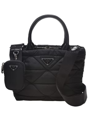 PRADA (プラダ) レディース トートバッグ ロゴ トライアングルロゴ Re-Nylon ミニポーチ付き キルティング 2WAY バッグ PRL1BG373VB9M