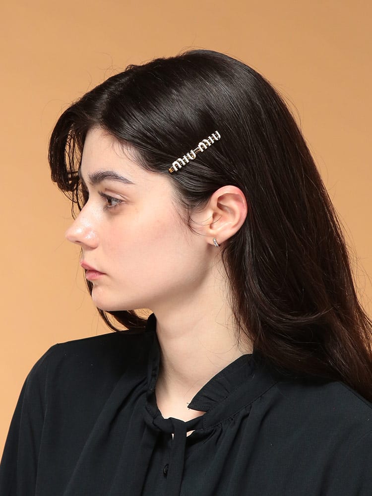 MIU MIU (ミュウミュウ) レディース ヘアピン ロゴ エナメルメタル MIU5IF1462F6T