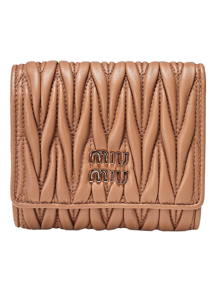 MIU MIU (ミュウミュウ) レディース 財布 マテラッセ ナッパレザー ロゴ メタル モアレ ライニング ウォレット MIU5MH033AFPP