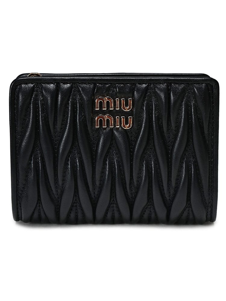 MIU MIU (ミュウミュウ) レディース 財布 マテラッセ ナッパレザー ロゴ メタル モアレ ライニング ウォレット MIU5ML075AFPP