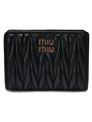 MIU MIU (ミュウミュウ) レディース 財布 マテラッセ ナッパレザー ロゴ メタル モアレ ライニング ウォレット MIU5ML075AFPP